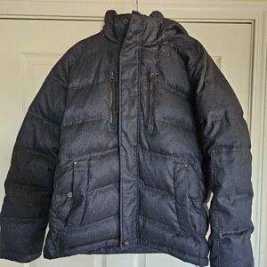Hawke & Co Dark Blue Down Puffer Jacket With Removable Hood Size L